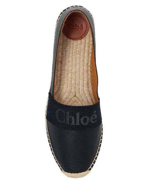 Chloé Black Piia Logo-embellished Leather Espadrilles