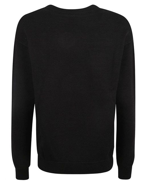 Moschino Black Logo Printed Crewneck Sweater
