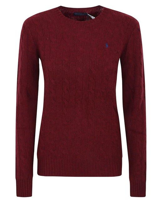 Polo Ralph Lauren Red Cable-knit Polo Pony Sweater
