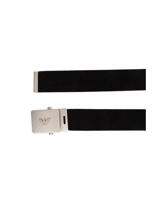 Emporio Armani Black Belt With Logo Buckle, for men