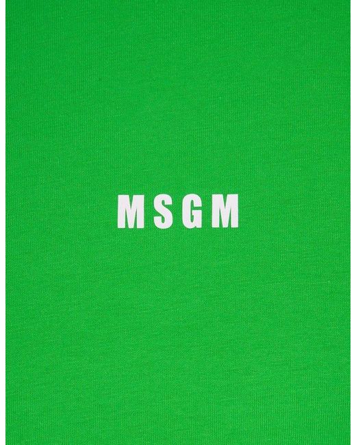 MSGM Green Logo Printed Crewneck T-shirt