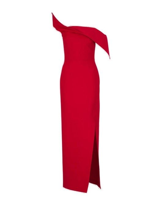 Roland Mouret Red Asymmetrical Maxi Dress