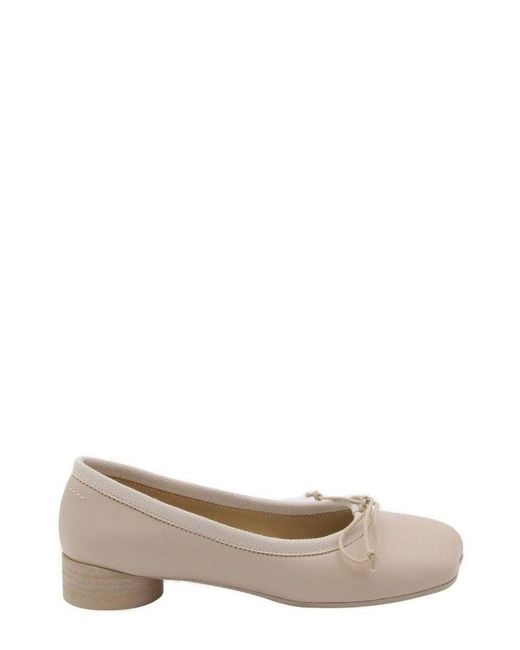 MM6 by Maison Martin Margiela Natural Bow Detailed Ballet Flats