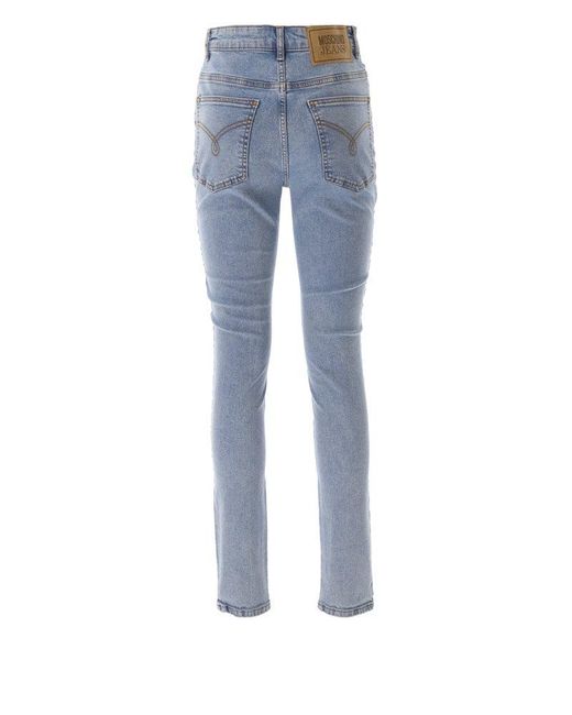 Moschino Blue Logo Patch Slim Fit Jeans