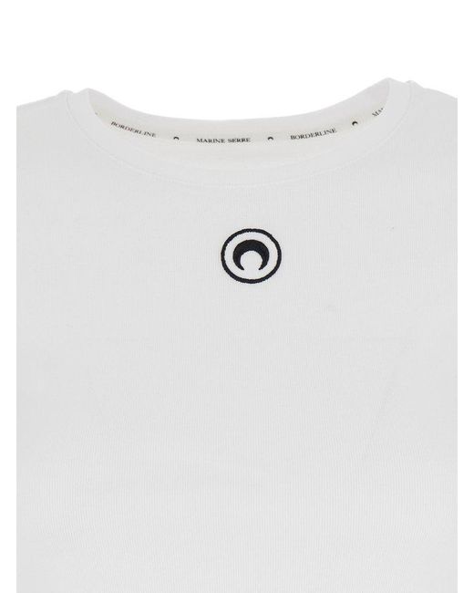 MARINE SERRE White Organic Cotton 1x1 Rib T-shirt Clothing