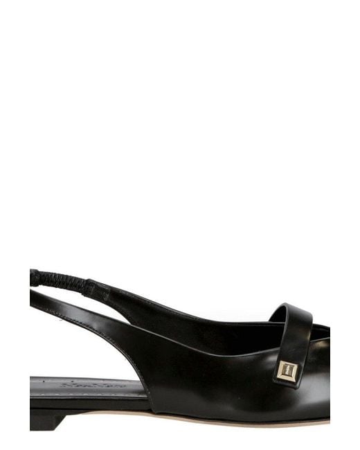 Max Mara Black Flat Leather Sandals