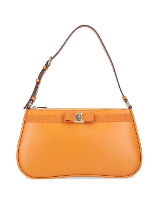 Ferragamo Orange Vara Bow Shoulder Bag