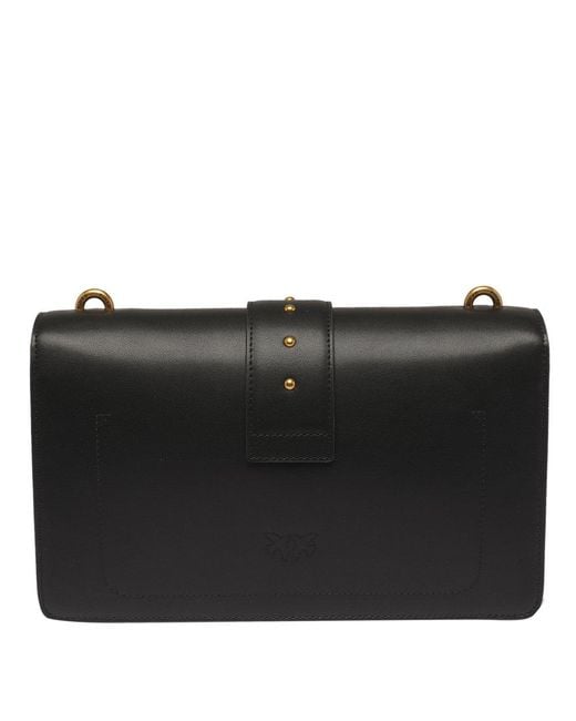 Pinko Black Leather Love One Classic Shoulder Bag
