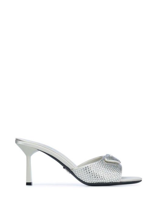 Prada Embellished Open Toe Sandals in White Lyst UK