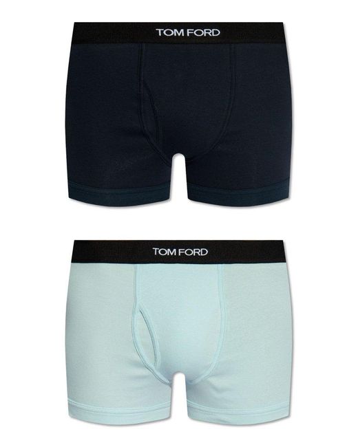 Tom Ford Blue Logo Waistband Pack Of Two Boxers for men