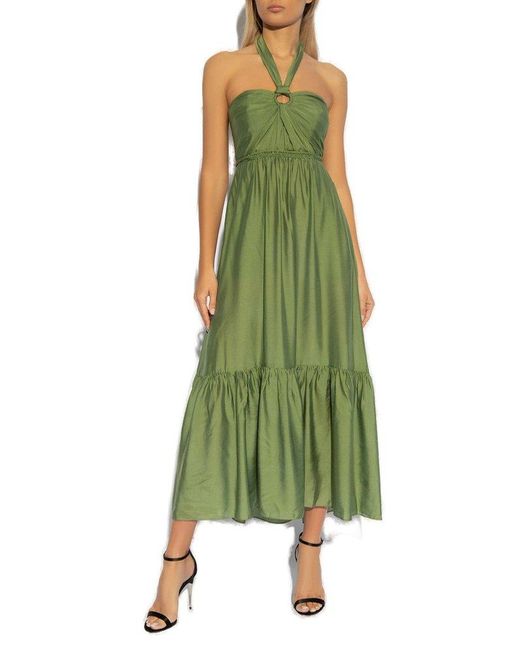 Diane von Furstenberg Green Inez Halterneck Sleeveless Dress