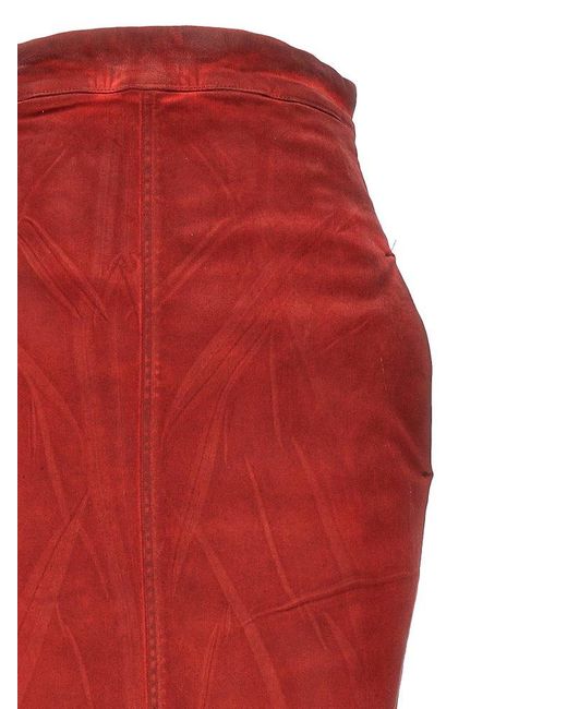 Rick Owens Red 'Dirt Pillar Long' Skirt