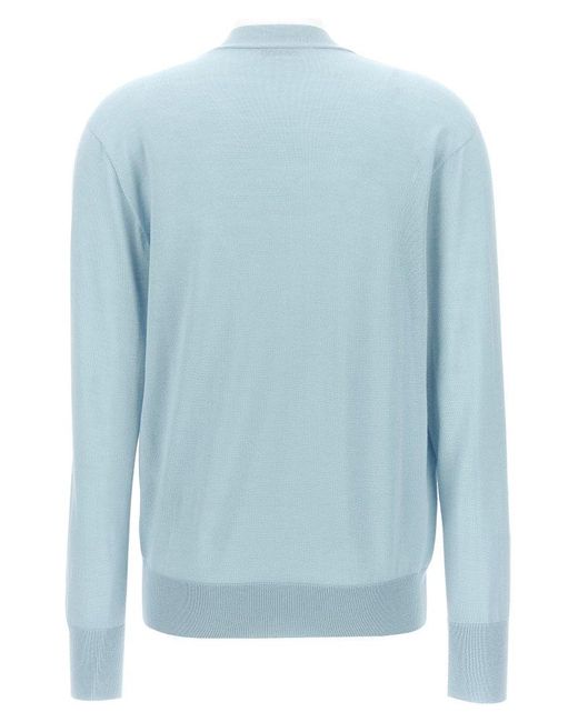 Jil Sander Blue Mixed Cashmere Cardigan Sweater, Cardigans