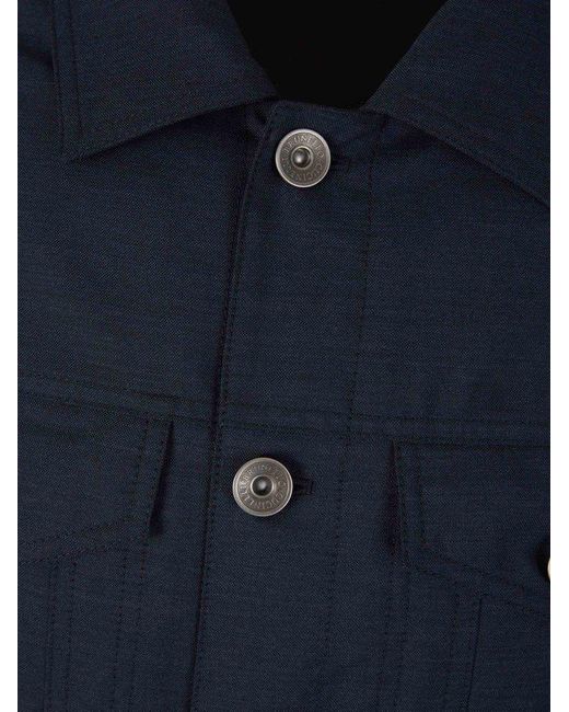 Brunello Cucinelli Blue Pockets Wool Jacket for men
