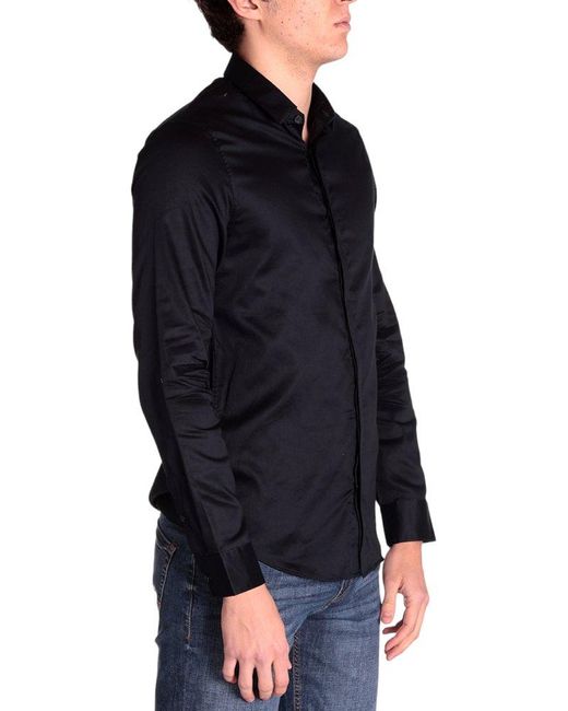 Armani Exchange Blue Long Sleeved Buttoned Shirt for men