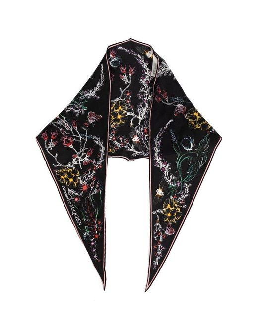 Alexander McQueen Black Silk Scarf