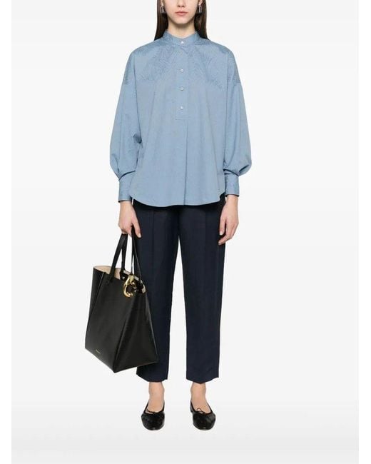 Brunello Cucinelli Blue Viscose And Linen Fluid Twill Baggy Pull-On Pants