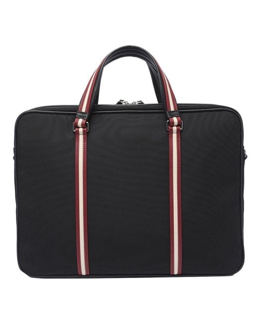 Bally Black Leather Briefcase Bag for men