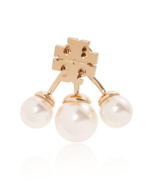 Tory Burch Metallic 'kira' Earrings With Glass Pearls,