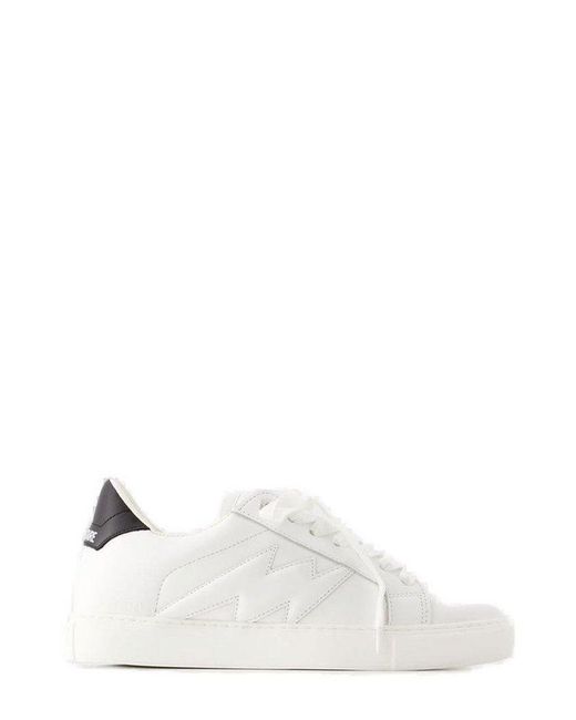 Zadig & Voltaire White Logo Printed Lace-up Sneakers