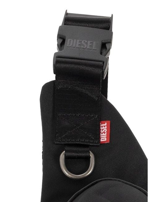 DIESEL Black 1-dr Pod Logo Embossed Sling Bag for men