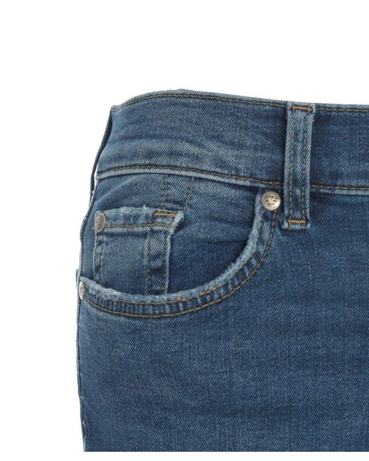 Liu Jo Blue Embellished Distressed Slim Jeans
