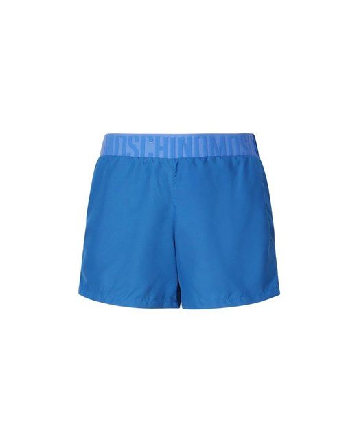 Moschino Blue Logo-embossed Elasticated Waistband Swim Shorts for men
