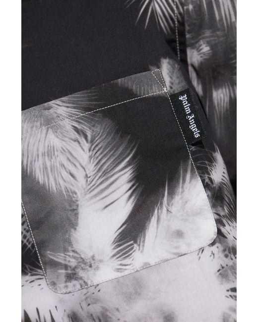 Palm Angels Gray Short Sleeve Shirt for men