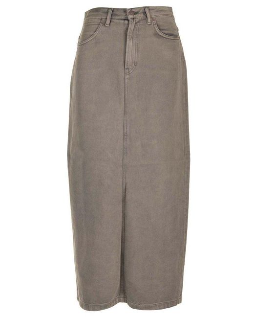 Acne Gray Denim Midi Skirt