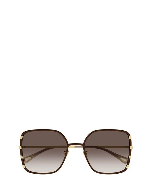 Chloé Gray Rectangular Frame Sunglasses