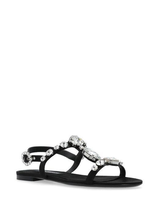 Dolce & Gabbana Black Gemstone Embellishment Sandals