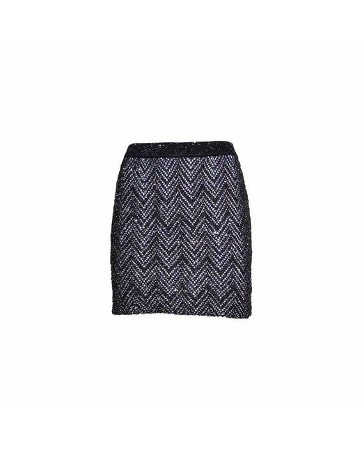 Missoni Blue Zigzag Woven-designed Sequin-embellished Mini Skirt