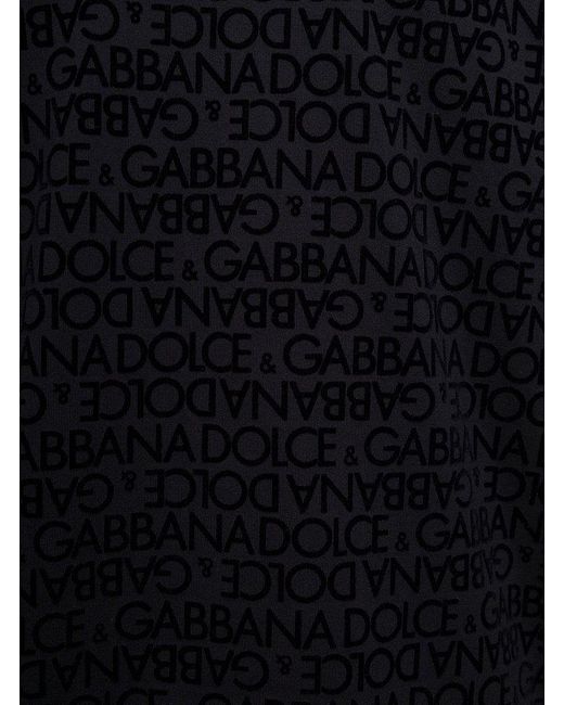 Dolce & Gabbana Blue Long Sleeve T-Shirt With All-Over Logo Print for men