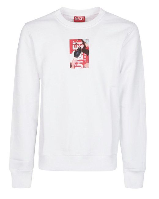DIESEL White S-Ginn N1 Sweatshirt for men