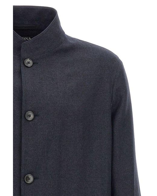 Zegna Blue Il Conte Button-Up Jacket for men