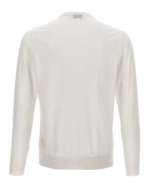 Ballantyne White Crewneck Long-Sleeved Jumper for men