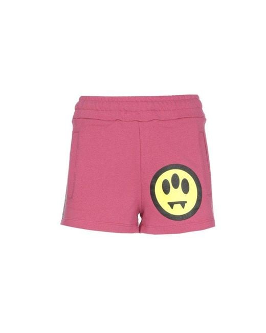 Barrow Pink Logo Printed Elasticated-waist Shorts