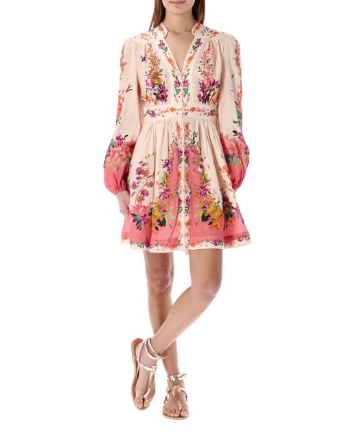 Zimmermann Linen Tropicana Plunge Mini Dress - Lyst