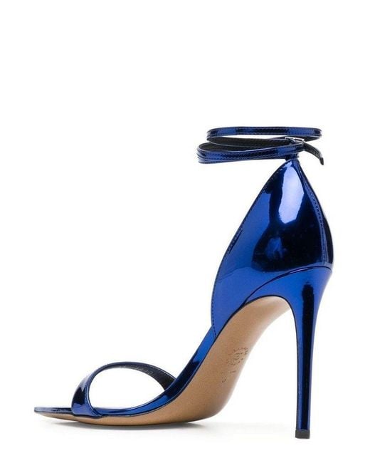 Alexandre Vauthier Blue Metallic Effect Ankle Strapped Sandals