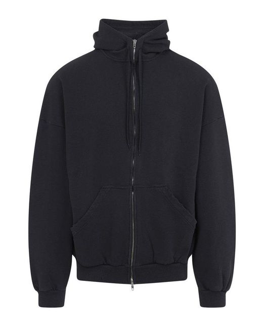 Balenciaga Security Tape Logo Large Zip-Up Hoodie in Blue