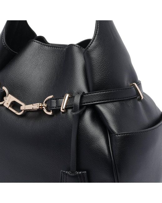 Liu Jo Black Logo-Lettering Buckled Shoulder Bag