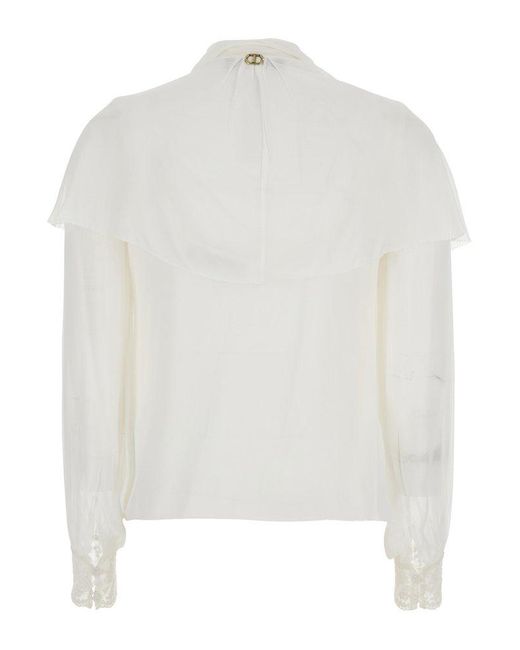 Twinset White Shirt With Layered Draped Design
