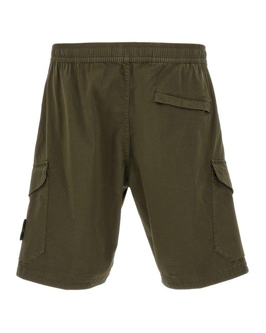 Stone Island Green Logo Badge Bermuda Shorts for men