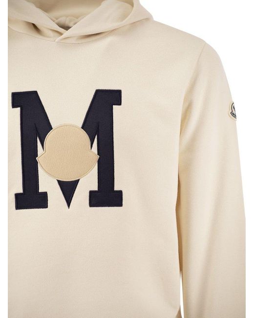 Moncler Natural Hoodie With Logo, for men