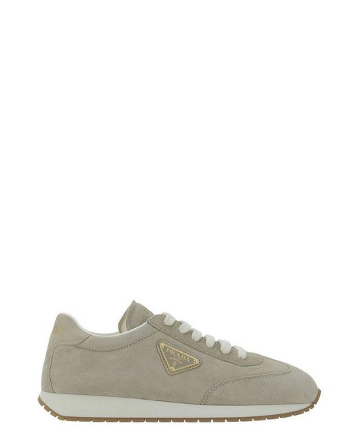 Prada Gray Round-toe Lace-up Sneakers