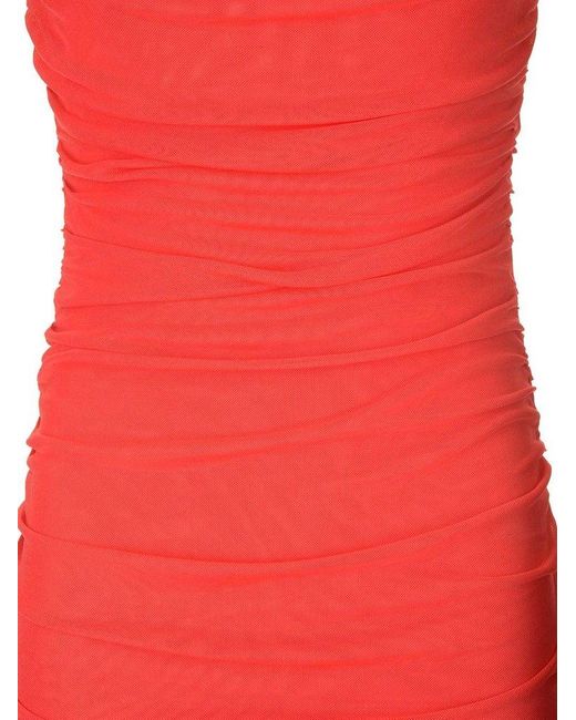 ROTATE BIRGER CHRISTENSEN Red Midi Dress With Ruffles