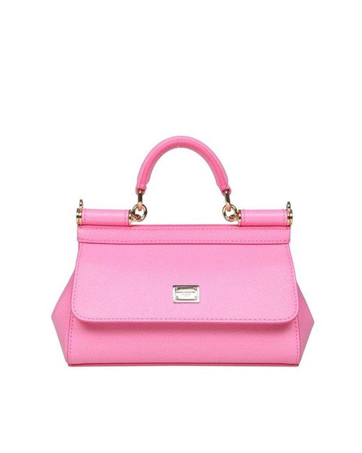 Dolce & Gabbana Small Sicily Bag In Dauphine Leather in Pink | Lyst