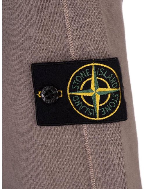 Stone Island Brown Logo Patch Zipped Hoodie for men