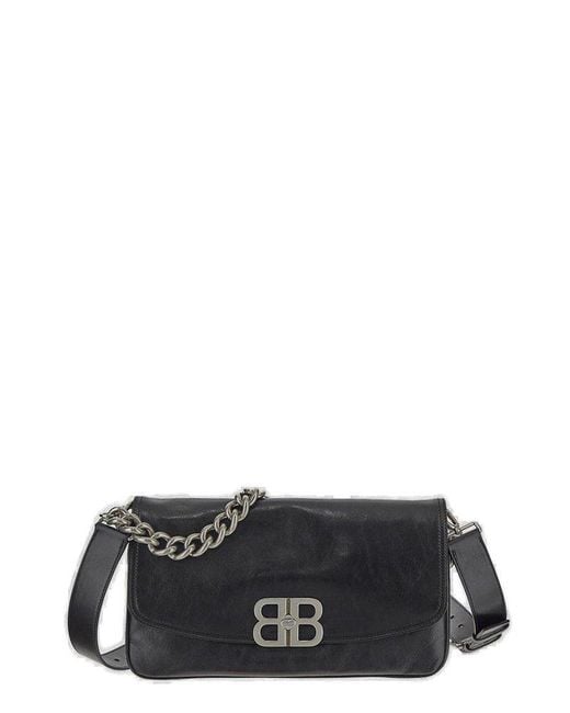 Balenciaga Black Bb Soft Raffia Flap Bag