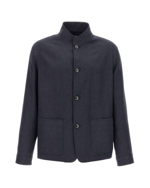 Zegna Blue Il Conte Button-Up Jacket for men